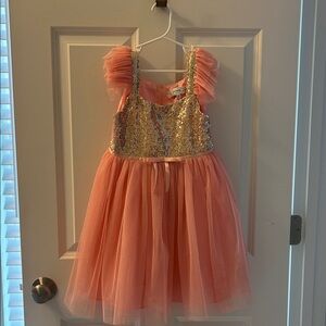 Popatu Pink and Gold Sequin Dress